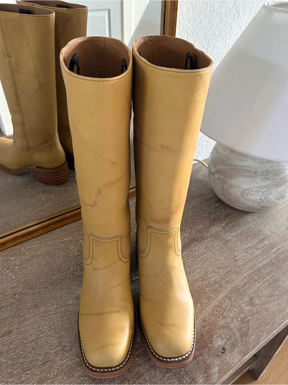 New Frye Campus 14L Boots Banana Yellow - Picture 7 of 9